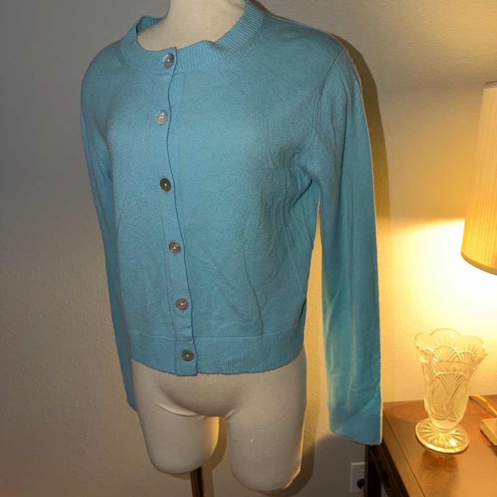 Vince wool and CASHMERE Light Blue Button-Up Cardigan